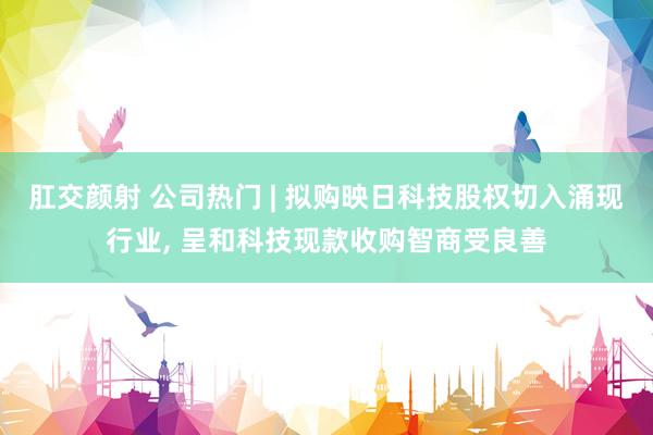 肛交颜射 公司热门 | 拟购映日科技股权切入涌现行业， 呈和科技现款收购智商受良善