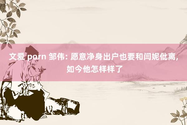 文爱 porn 邹伟: 愿意净身出户也要和闫妮仳离， 如今他怎样样了