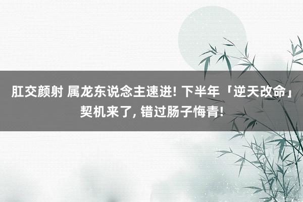 肛交颜射 属龙东说念主速进! 下半年「逆天改命」契机来了， 错过肠子悔青!